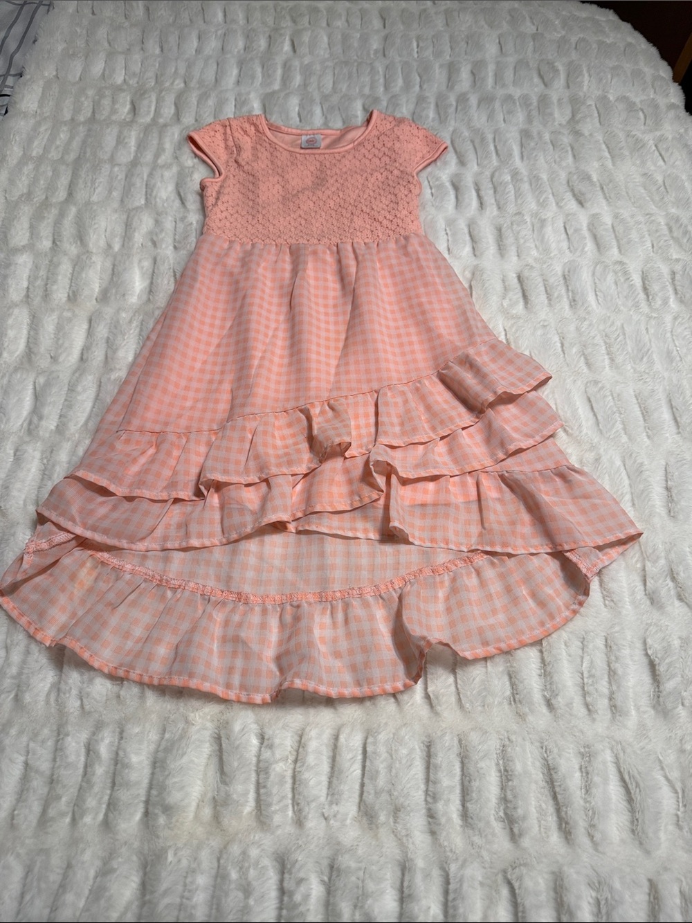 wonder nation Coral Pink Gingham Ruffle Dress